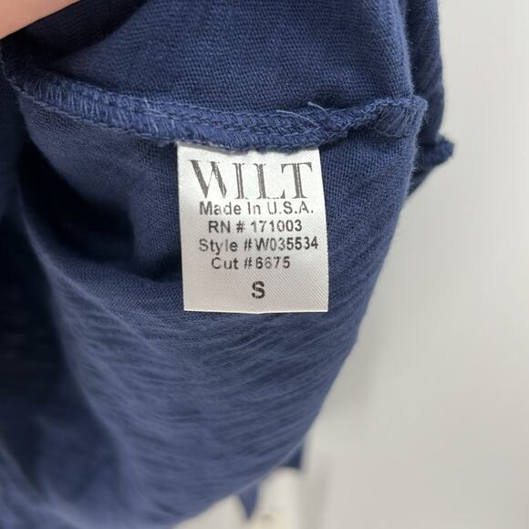 Wilt Women's Crew Long Sleeve Easy Crossover Raw Hem Top - Midnight - S - NWT - Picture 5 of 7